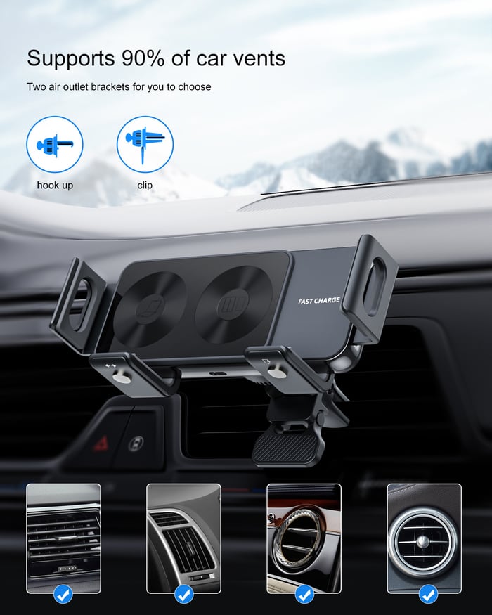 SmartClamp - High-Speed Wireless Car Mount Charger