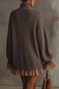 FemmeAura – Turtleneck Ruffle Knit Dress