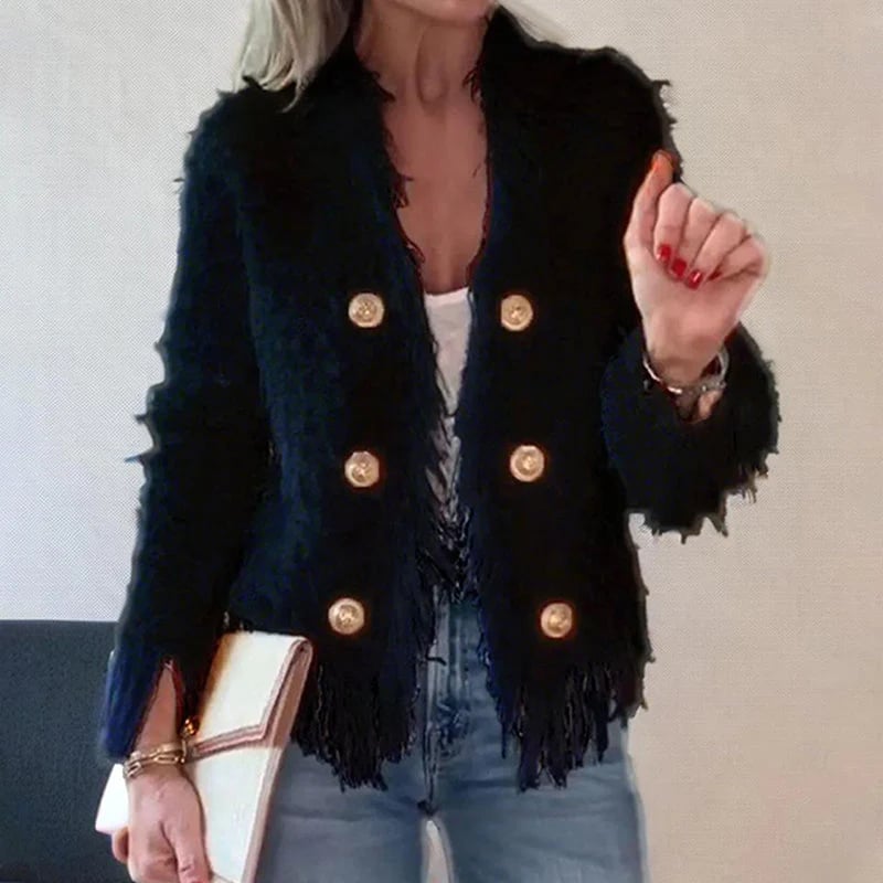 VeloraStyle – Tassel Button Women’s Short Coat