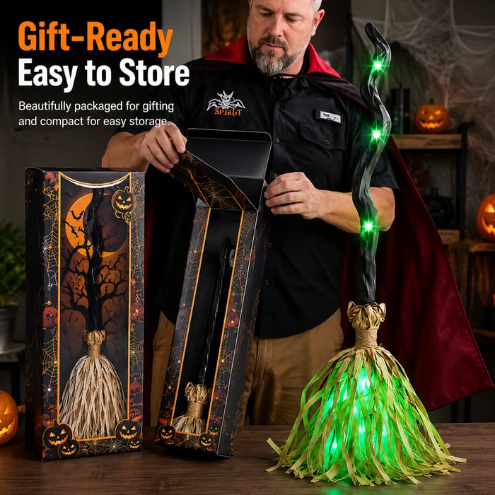 HauntedGlow – Motion Activated Halloween Broom Light