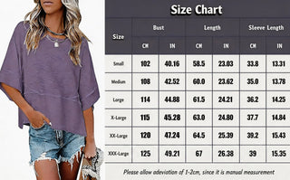 Women's Summer Casual Crewneck Batwing Half Sleeve T-Shirts Solid Color Loose Fit Cute Basic Flowy Tops Tees Blouses