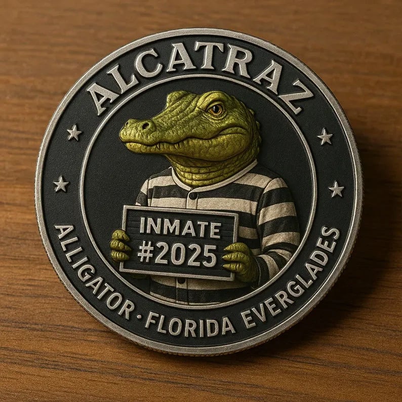 🏆Flash Sale 60% OFF - 🐊⛓️Alligator Alcatraz Inmate Mugshot Coin