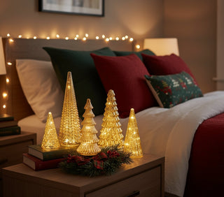 ShimmerSpruce - 5-Piece Lighted Glass Trees