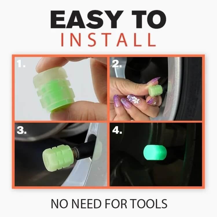 StarWheel - Fluorescent Valve Caps | Ride Bright at Night
