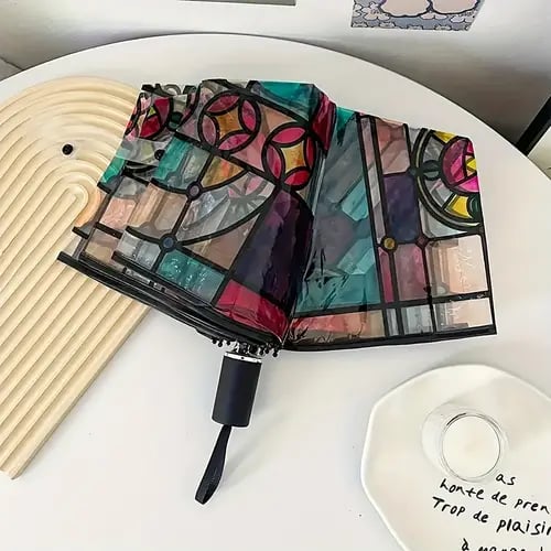 RetroShade – Vintage Stained Auto Umbrella