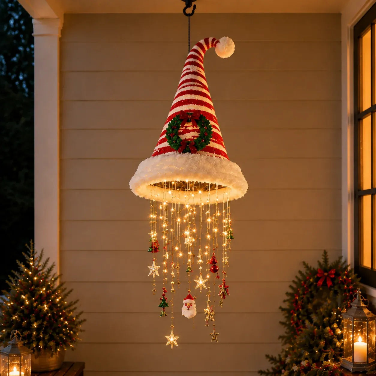 SantaGlow – Warm Light Christmas Hat Chandelier