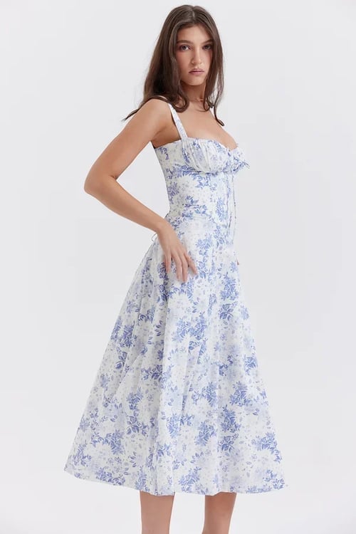 LA VIERA - Corset Lace-Up Summer Dress