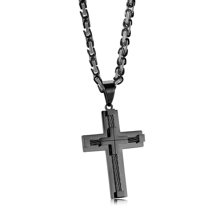 Blackstone Cross - Masculine Faith Necklace