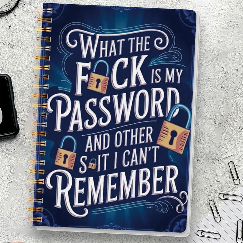 🔥Last Day 50% OFF - 📅Funny Password Notebook - Spiral Bound with Lock Icons & Funny Security Phrases✍️