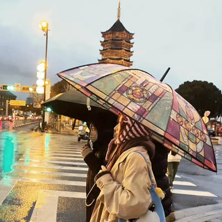 ClearVista | Hand-Painted Stained Glass Umbrella