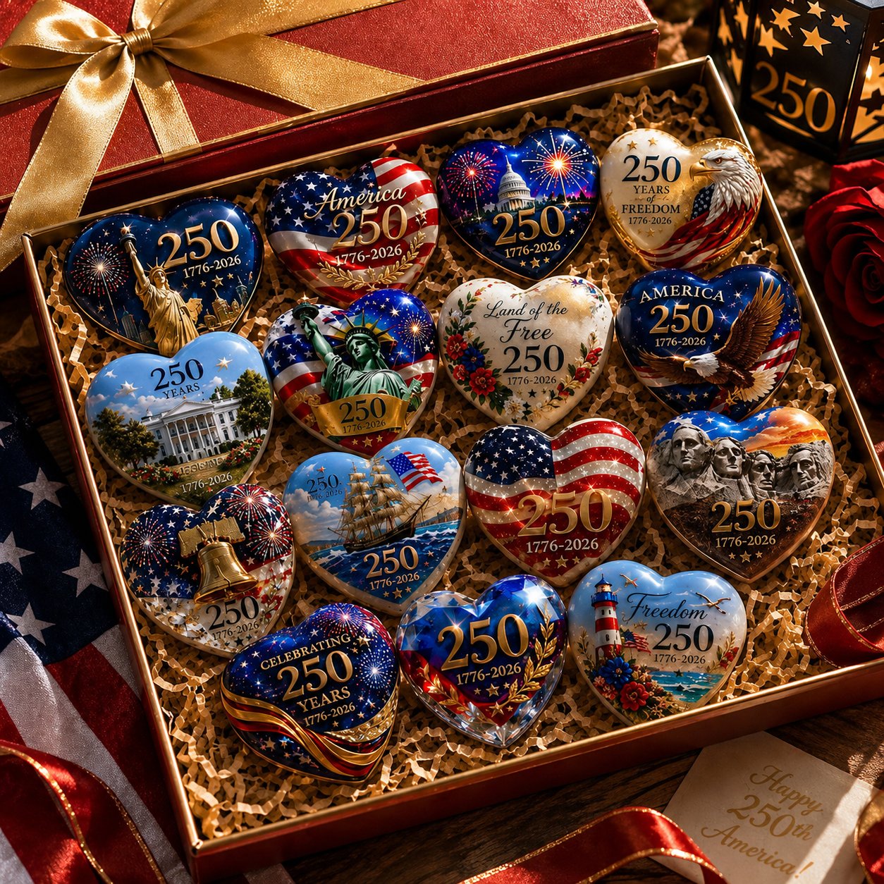 PatriotHearts – America 250th Anniversary Heart Ornament Collection