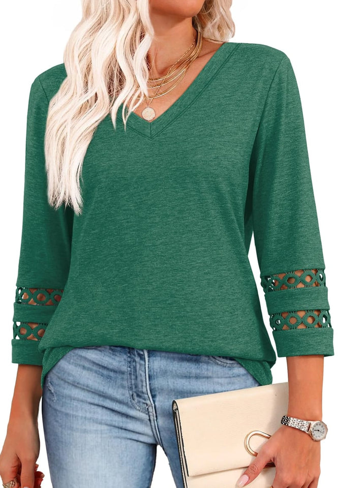 VivaVee | Trendy Long Sleeve V-Neck Tee