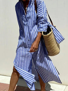 StripeMuse – Classic Striped Summer Shirt Dress