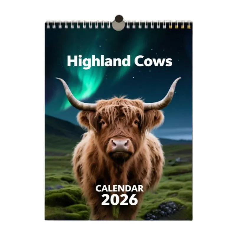 HighlandCharm – 2026 Highland Cattle Wall Calendar