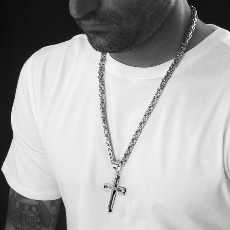 Blackstone Cross - Masculine Faith Necklace