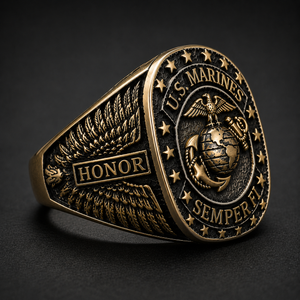🦅 U.S. Marines Semper Fi Signet Ring - ✈️ BUY 2 FREE SHIPPING