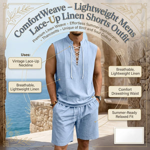 ComfortWeave – Lightweight Mens Lace-Up Linen Shorts Outfit