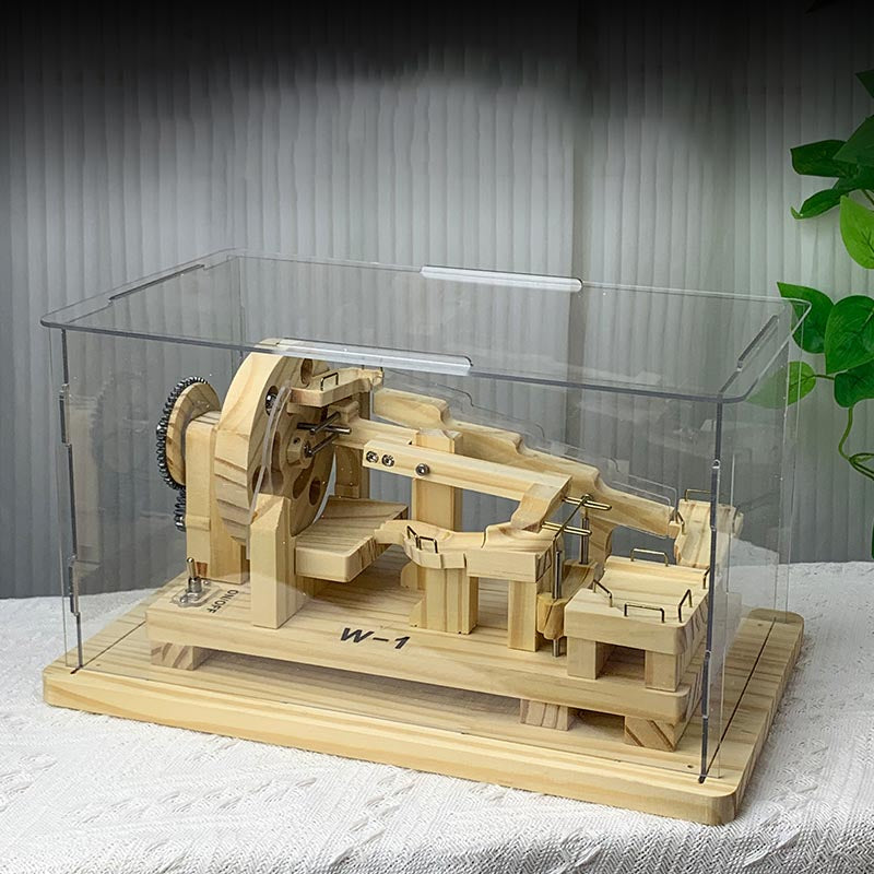 DIY Mortise and Tenon Wooden Marble Run Building Block Toy, Mechanical Model, Educational and Creative Assembly, Handmade Wooden Craft, Home Decoration, and Educational Gift