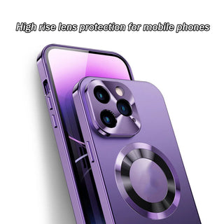 Double-sided magnetic phone case with electroplated glass