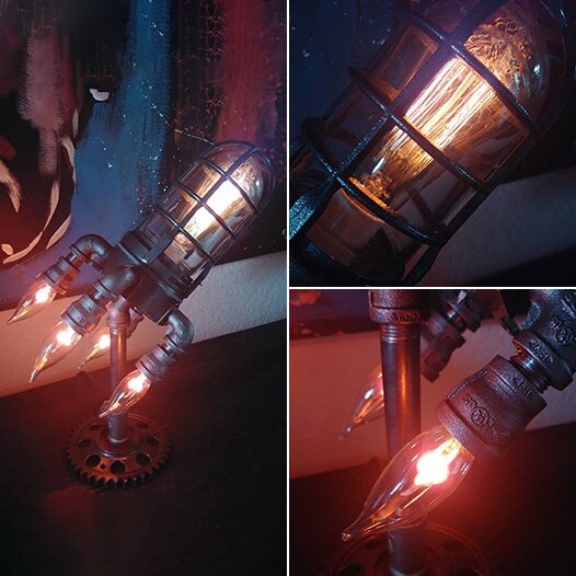RetroLaunch – Steampunk Rocket Lamp