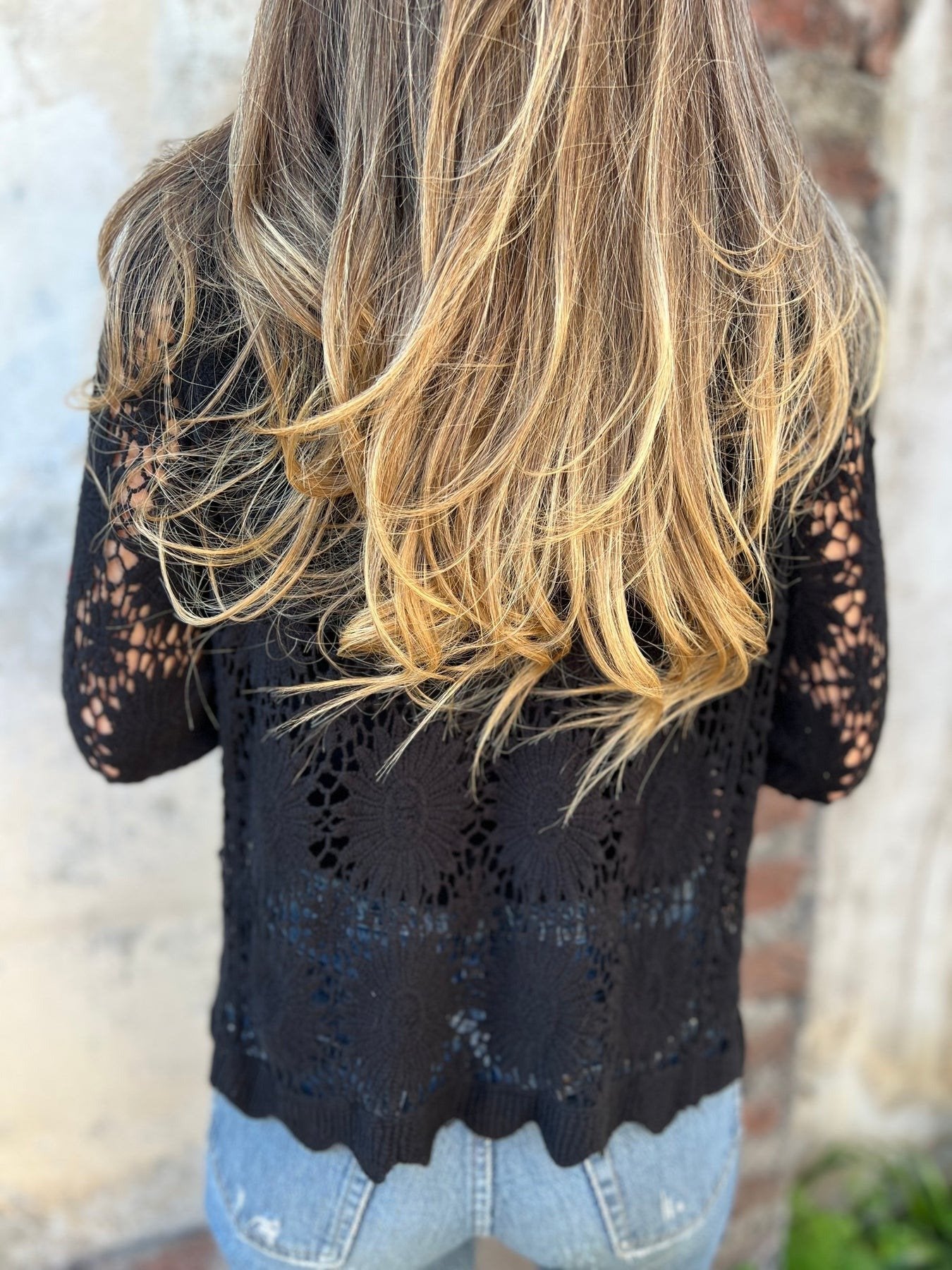 PetalGrace - Buttoned Cutout Embroidered Top