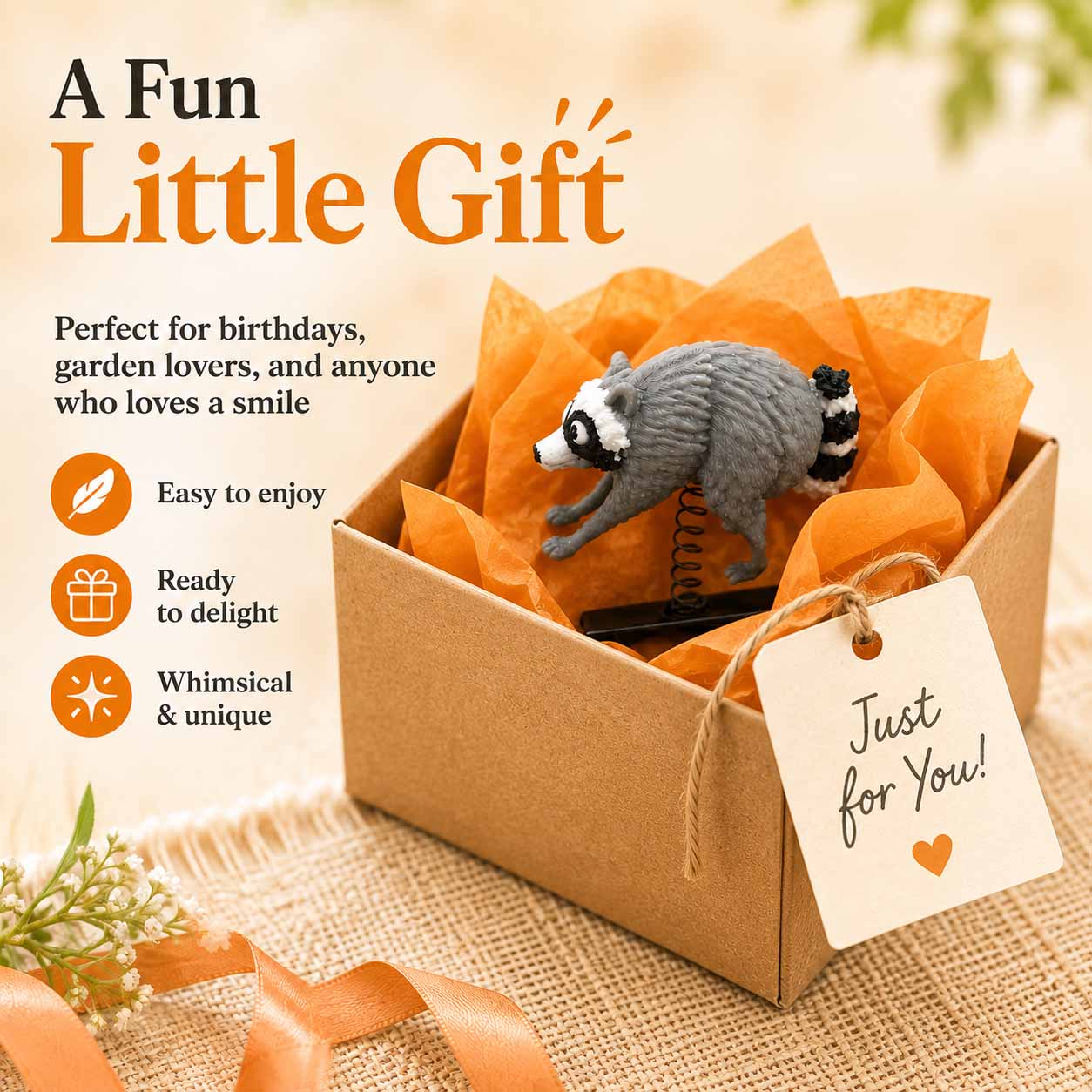 SproutCritter – Quirky Raccoon Hat & Hair Decoration