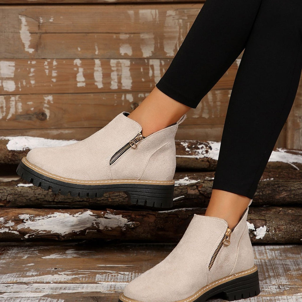 TrendStride – Stylish Solid Color Ankle Boots