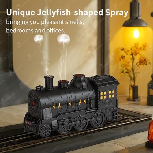 Diffuserlove Train Diffuser 300ML Essential Oil Diffuser Cool Mist Humidifier Aroma Diffuser with Night Light for Bedroom Desk Black|B0D48ZT2JG
