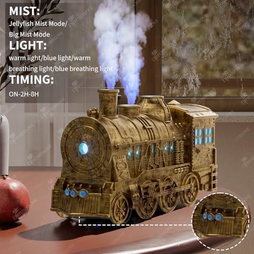Diffuserlove Train Diffuser 300ML Essential Oil Diffuser Cool Mist Humidifier Aroma Diffuser with Night Light for Bedroom Desk Black|B0D48ZT2JG
