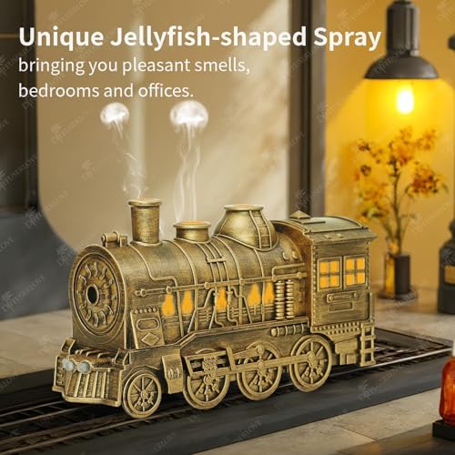 Diffuserlove Train Diffuser 300ML Essential Oil Diffuser Cool Mist Humidifier Aroma Diffuser with Night Light for Bedroom Desk Black|B0D48ZT2JG