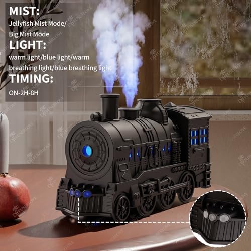 Diffuserlove Train Diffuser 300ML Essential Oil Diffuser Cool Mist Humidifier Aroma Diffuser with Night Light for Bedroom Desk Black|B0D48ZT2JG