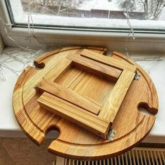 Wooden Outdoor Folding Picnic Table With Glass Holder marnetic
