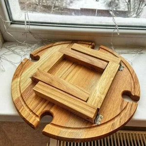 Wooden Outdoor Folding Picnic Table With Glass Holder marnetic