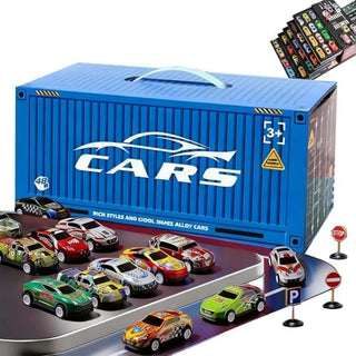 48 Mini Pull-Back Cars with Built-in Garage Set, Metal Alloy Racing Car Toys, Die-Cast Vehicles Friction Powered Design for Party, Multiple Simulation Scenes (Red)|B0FZKXPDPM