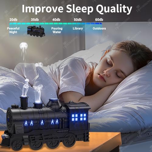 Diffuserlove Train Diffuser 300ML Essential Oil Diffuser Cool Mist Humidifier Aroma Diffuser with Night Light for Bedroom Desk Black|B0D48ZT2JG