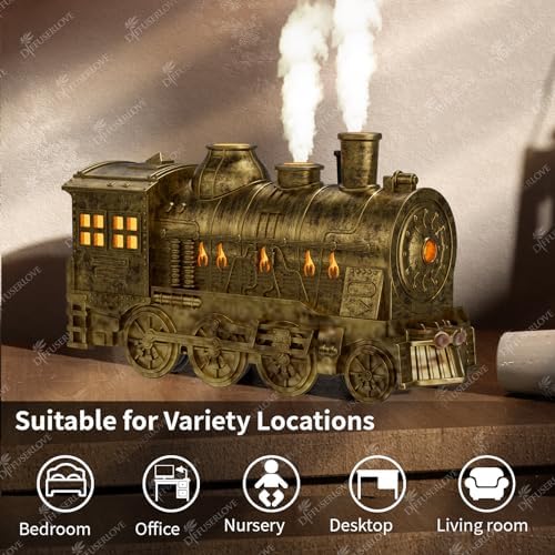 Diffuserlove Train Diffuser 300ML Essential Oil Diffuser Cool Mist Humidifier Aroma Diffuser with Night Light for Bedroom Desk Black|B0D48ZT2JG