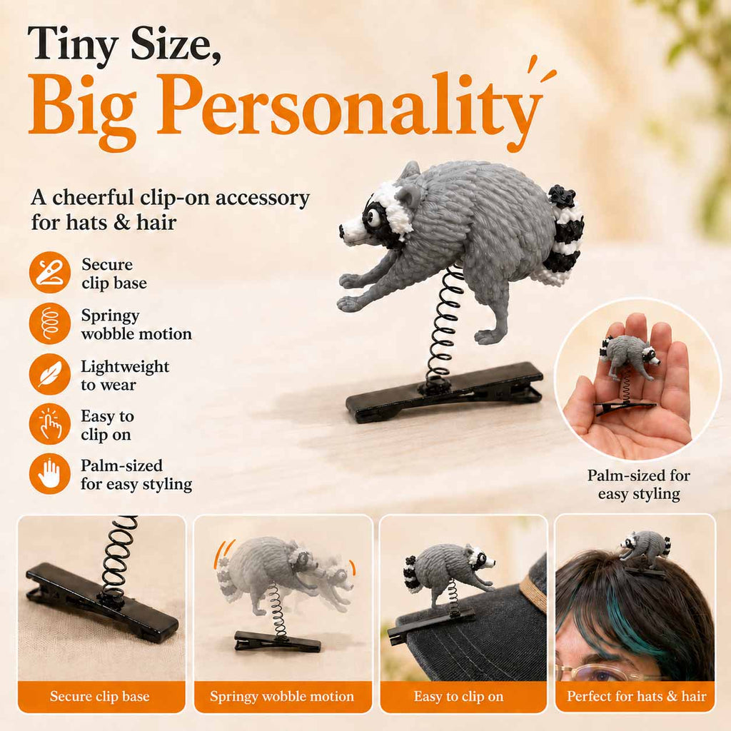SproutCritter – Quirky Raccoon Hat & Hair Decoration