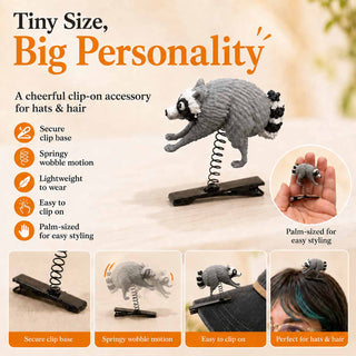 SproutCritter – Quirky Raccoon Hat & Hair Decoration