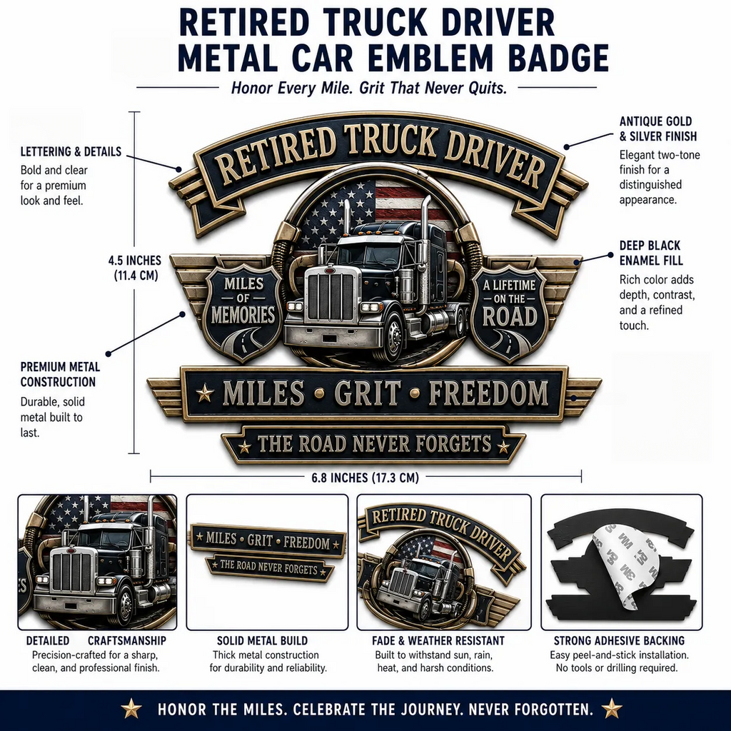 RoadLegacy – Retired Truck Driver Metal Emblem