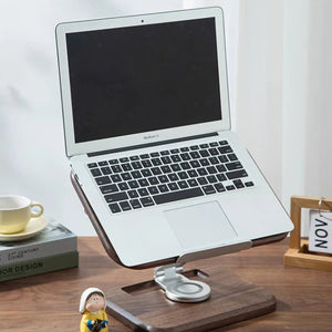 RotateLift™ Black Walnut Aluminum Alloy Book and Laptop Stand marnetic