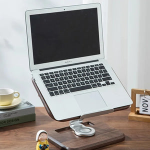RotateLift™ Black Walnut Aluminum Alloy Book and Laptop Stand
