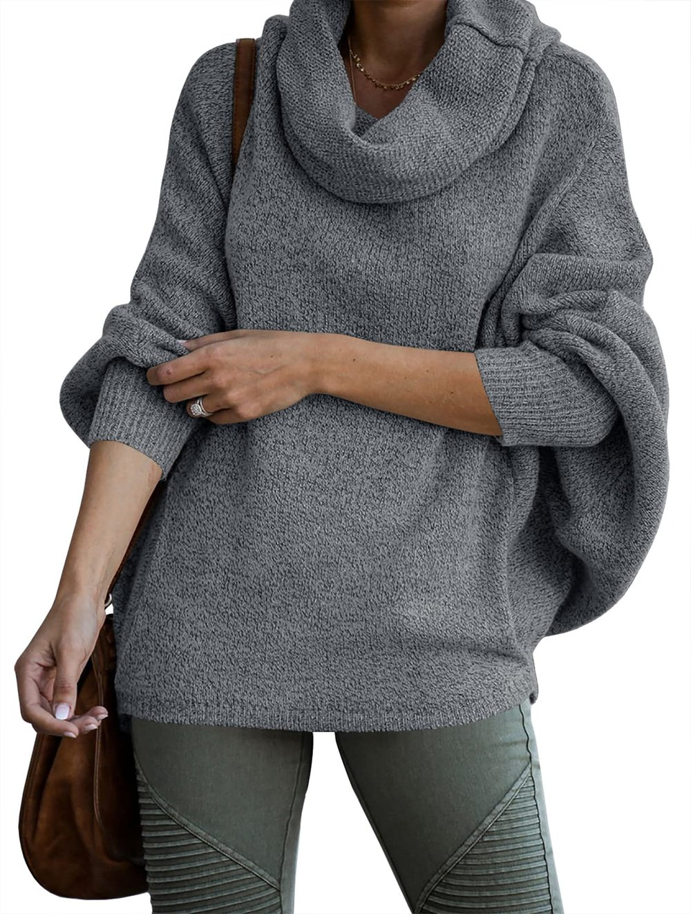 SnuggleNest - Women's Soft Cowl Neck Pocket Sweater