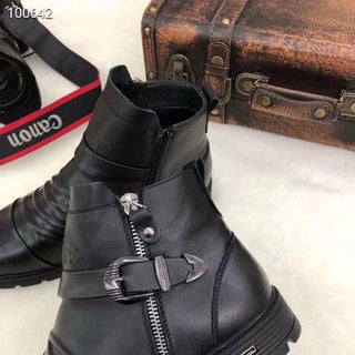 ItaliaGrip - Embossed Leather Zipper Boots