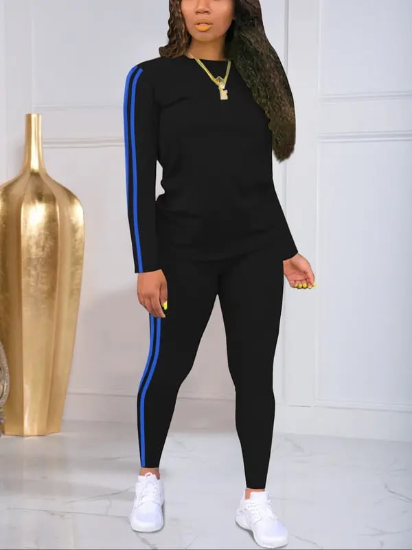 StripeLuxe – Women’s Two-Piece Set