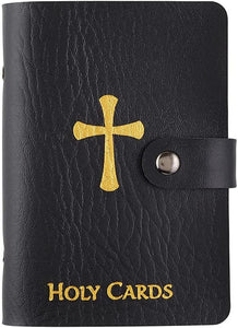 ✝️ Catholic Genuine Leather Holy Card Holder – Pocket Prayer Card Organizer with Snap Closure