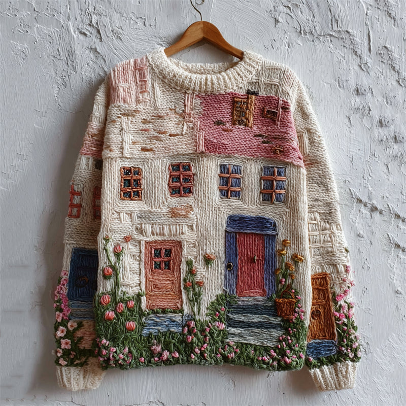 BloomCottage – Embroidered Cozy Knit Sweater