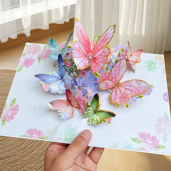 FlutterBloom - 3D Butterfly & Daisy Card