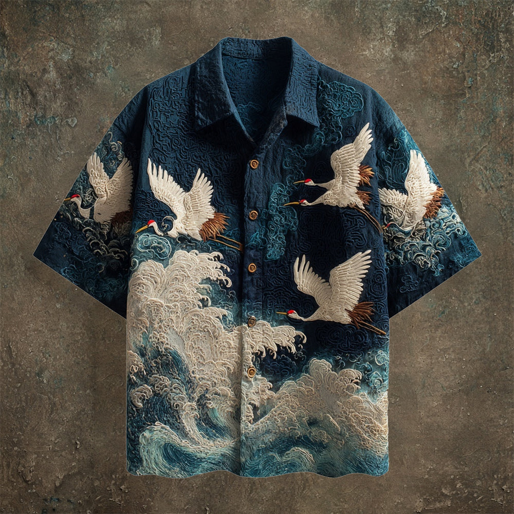 Cranescape – Japanese Inspired Linen Shirt