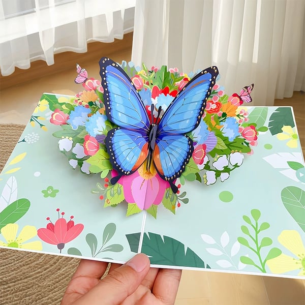 FlutterBloom - 3D Butterfly & Daisy Card