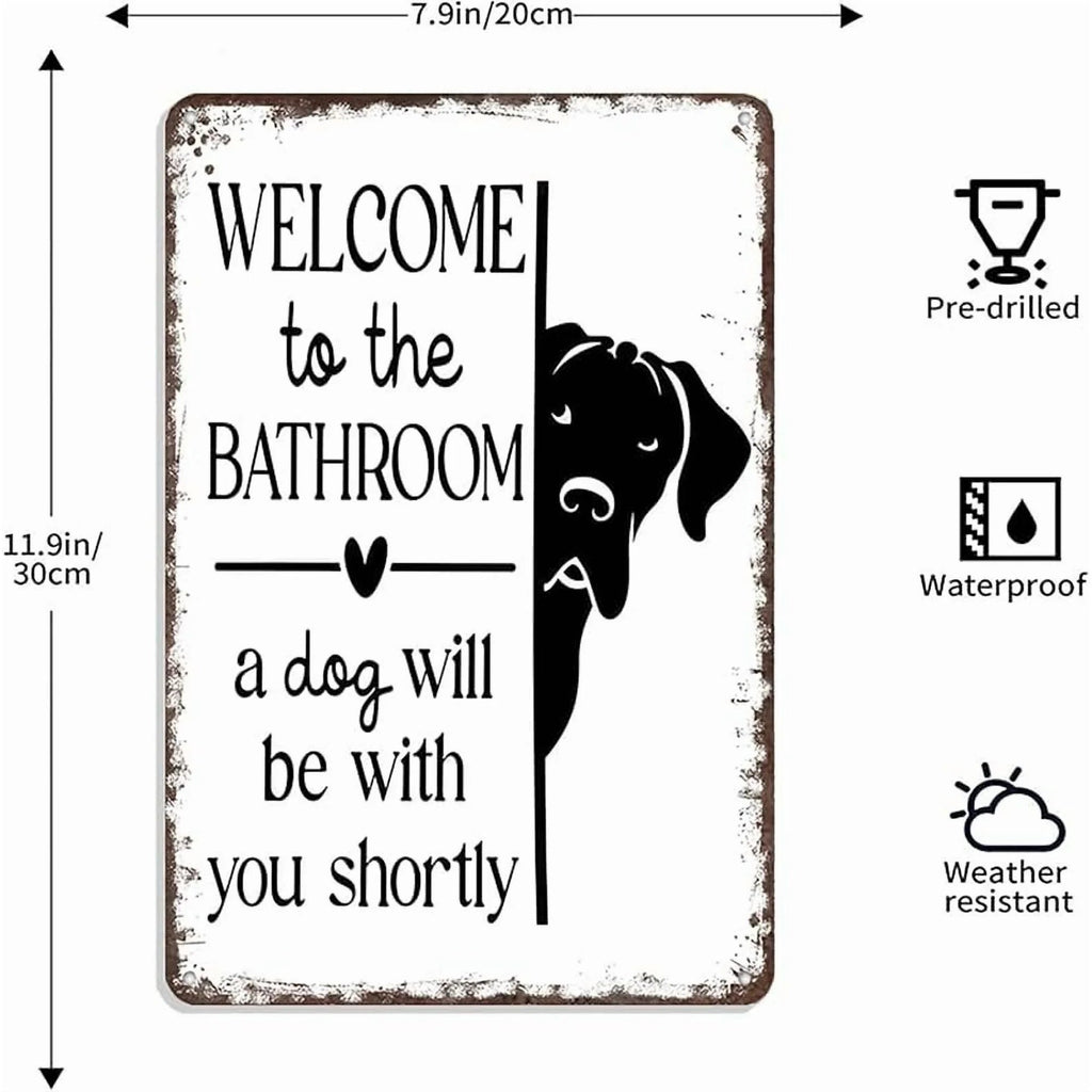 PurrfectWelcome – Funny Cat Bathroom Tin Sign